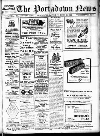 cover page of Portadown News published on June 13, 1925