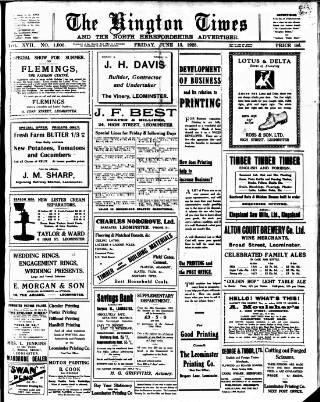cover page of Kington Times published on June 13, 1925
