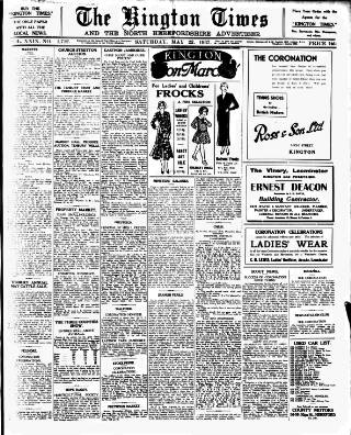 cover page of Kington Times published on May 22, 1937