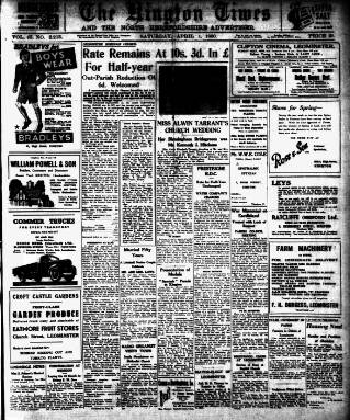 cover page of Kington Times published on April 1, 1950