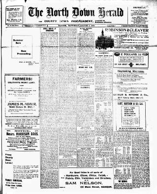cover page of North Down Herald and County Down Independent published on August 2, 1919