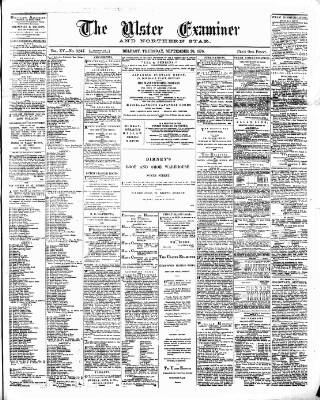 cover page of Ulster Examiner and Northern Star published on September 28, 1876