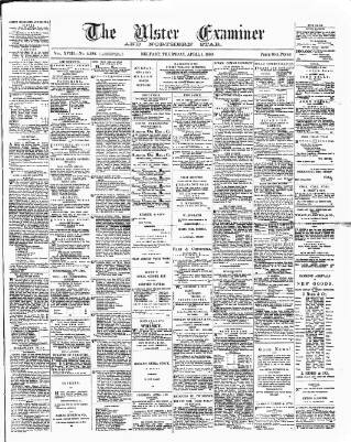 cover page of Ulster Examiner and Northern Star published on April 1, 1880