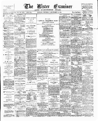 cover page of Ulster Examiner and Northern Star published on December 15, 1881
