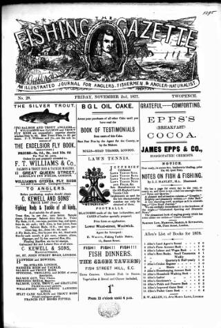 cover page of Fishing Gazette published on November 2, 1877