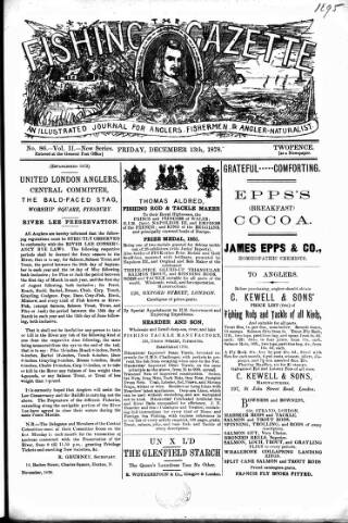 cover page of Fishing Gazette published on December 13, 1878