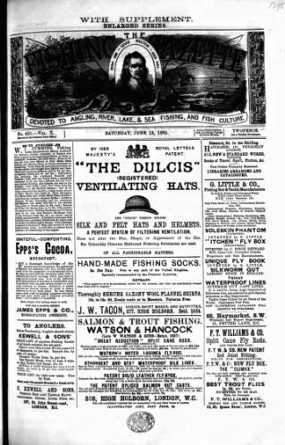 cover page of Fishing Gazette published on June 13, 1885