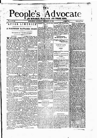 cover page of People's Advocate and Monaghan, Fermanagh, and Tyrone News published on December 15, 1888