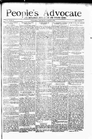 cover page of People's Advocate and Monaghan, Fermanagh, and Tyrone News published on August 2, 1902