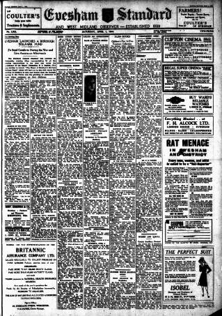 cover page of Evesham Standard & West Midland Observer published on April 1, 1944