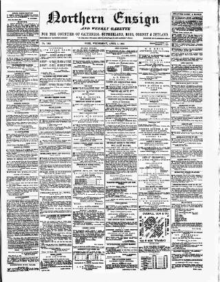 cover page of Northern Ensign and Weekly Gazette published on April 1, 1885