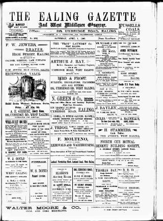 cover page of Ealing Gazette and West Middlesex Observer published on April 1, 1905