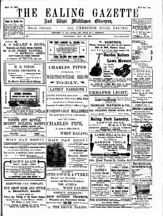 cover page of Ealing Gazette and West Middlesex Observer published on May 22, 1909