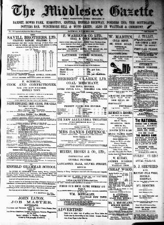 cover page of Middlesex Gazette published on November 2, 1901