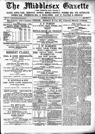 cover page of Middlesex Gazette published on May 22, 1909