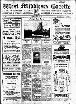 cover page of West Middlesex Gazette published on May 22, 1926
