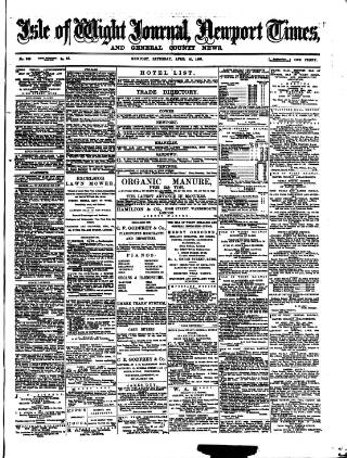 cover page of Isle of Wight Journal published on April 20, 1889