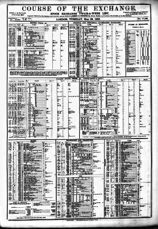 cover page of Course of the Exchange published on May 22, 1883