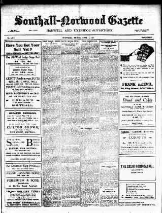 cover page of West Middlesex Gazette published on April 1, 1921