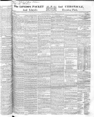 cover page of London Packet and New Lloyd's Evening Post published on June 13, 1828