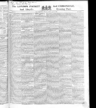 cover page of London Packet and New Lloyd's Evening Post published on May 22, 1835