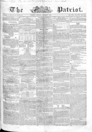 cover page of Patriot published on August 2, 1847