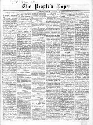 cover page of People's Paper published on May 22, 1858