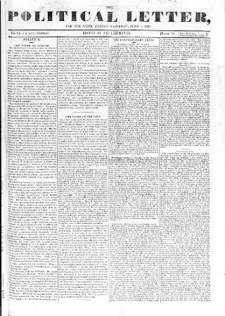 cover page of Political Letter published on June 4, 1831