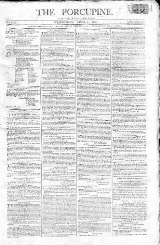 cover page of Porcupine published on April 1, 1801