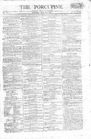 cover page of Porcupine published on May 22, 1801