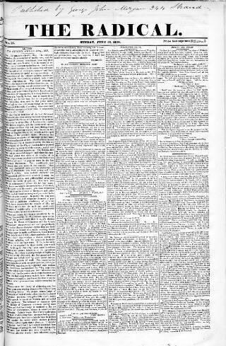 cover page of Radical 1836 published on June 19, 1836