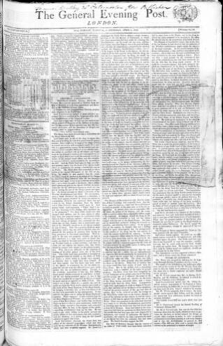 cover page of General Evening Post published on April 1, 1819