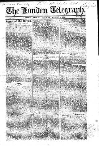 cover page of London Telegraph published on August 2, 1824