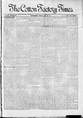 cover page of Cotton Factory Times published on May 22, 1891