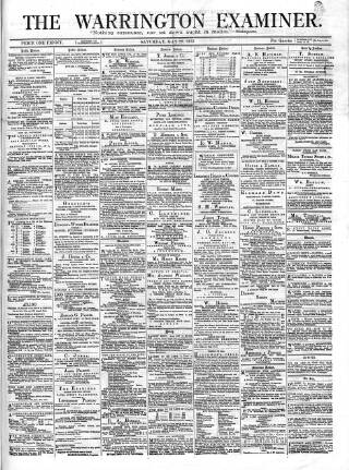 cover page of Warrington Examiner published on May 22, 1875