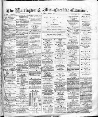 cover page of Warrington Examiner published on June 13, 1885