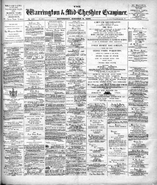 cover page of Warrington Examiner published on August 2, 1902