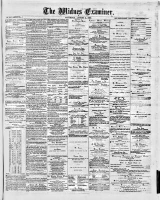 cover page of Widnes Examiner published on August 2, 1879