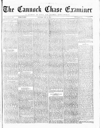 cover page of Cannock Chase Examiner published on May 22, 1875