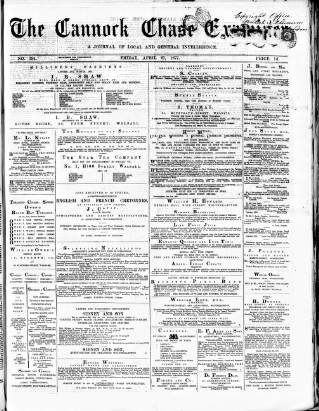 cover page of Cannock Chase Examiner published on April 27, 1877