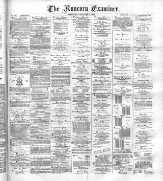 cover page of Runcorn Examiner published on December 13, 1884