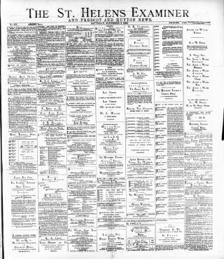 cover page of St. Helens Examiner published on November 2, 1889