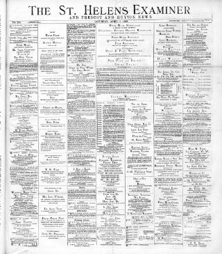 cover page of St. Helens Examiner published on April 1, 1893