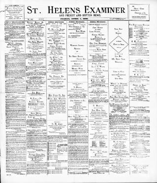 cover page of St. Helens Examiner published on April 1, 1898