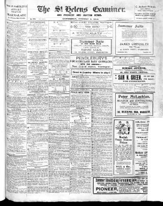 cover page of St. Helens Examiner published on August 2, 1913