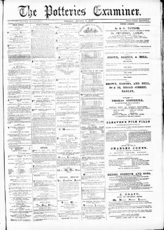 cover page of Potteries Examiner published on August 2, 1879