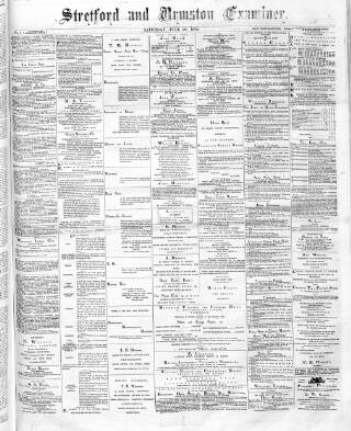 cover page of Stretford and Urmston Examiner published on June 28, 1879