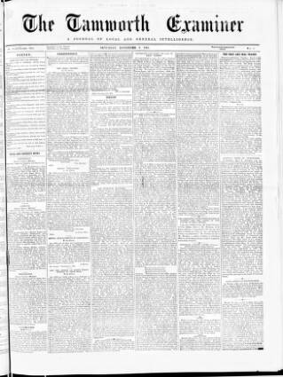 cover page of Tamworth Miners' Examiner and Working Men's Journal published on November 6, 1875