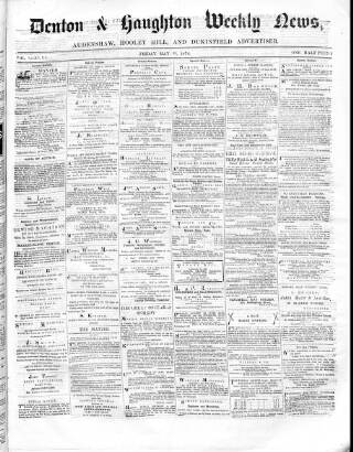 cover page of Denton and Haughton Examiner published on May 22, 1874
