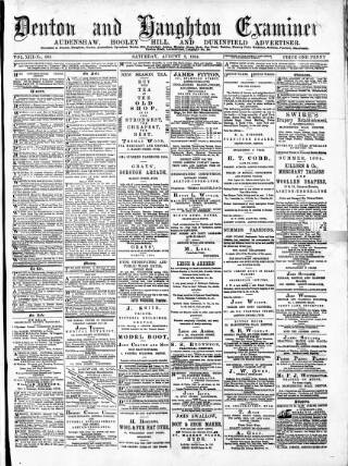 cover page of Denton and Haughton Examiner published on August 2, 1884
